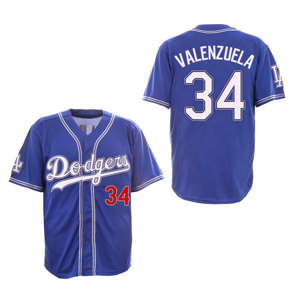 Men Los Angeles Dodgers #34 Valenzuela Blue Fashion Edition MLB Jerseys